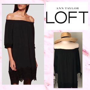 💖LOFT off shoulder lace hem dress